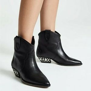 Isabel Marant | Dewina Black Studded Heel Western Ankle Boot Size 39